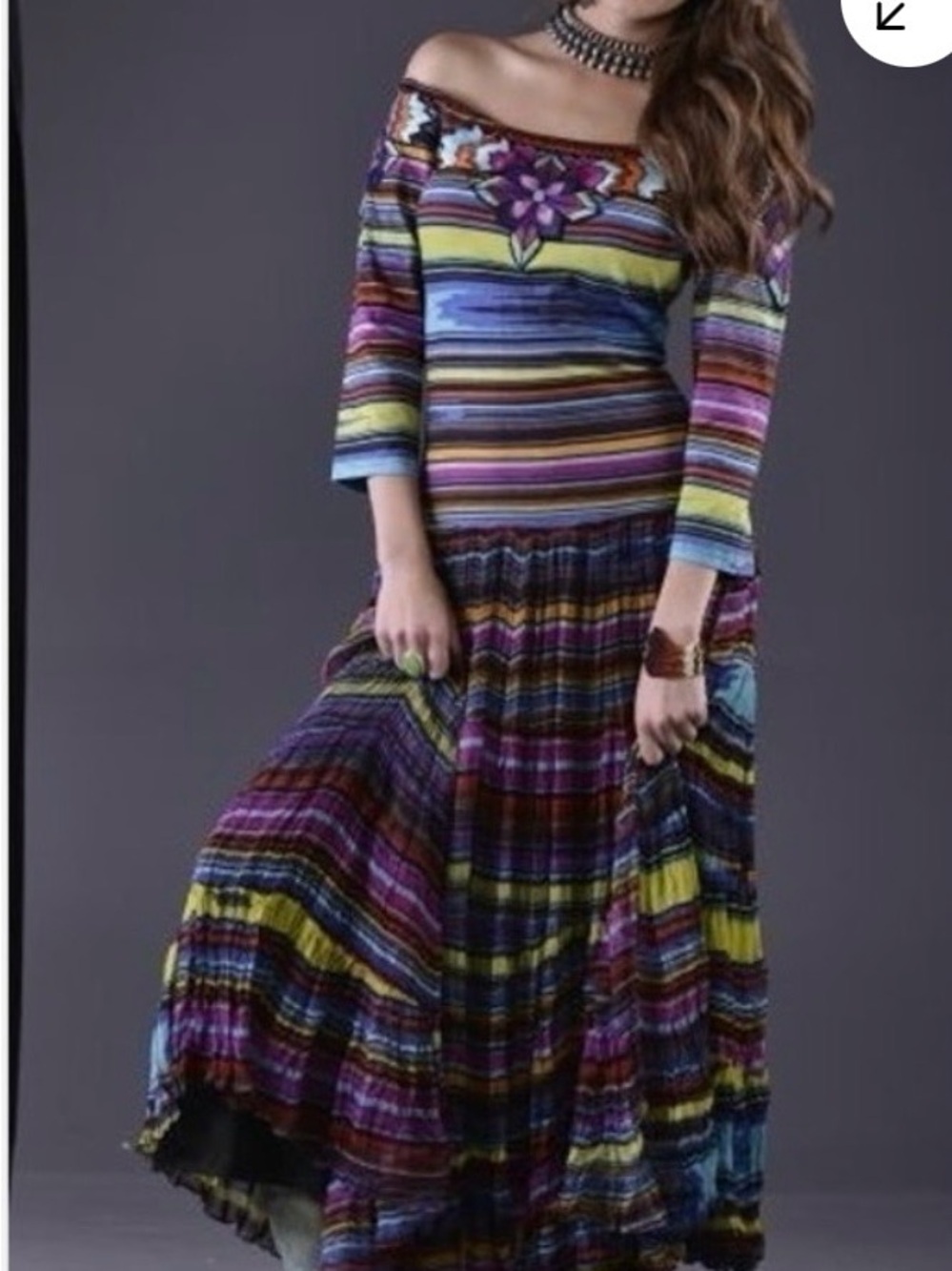 VIntage Collection Multicolor Striped Maxi Dress with Scoop Neck